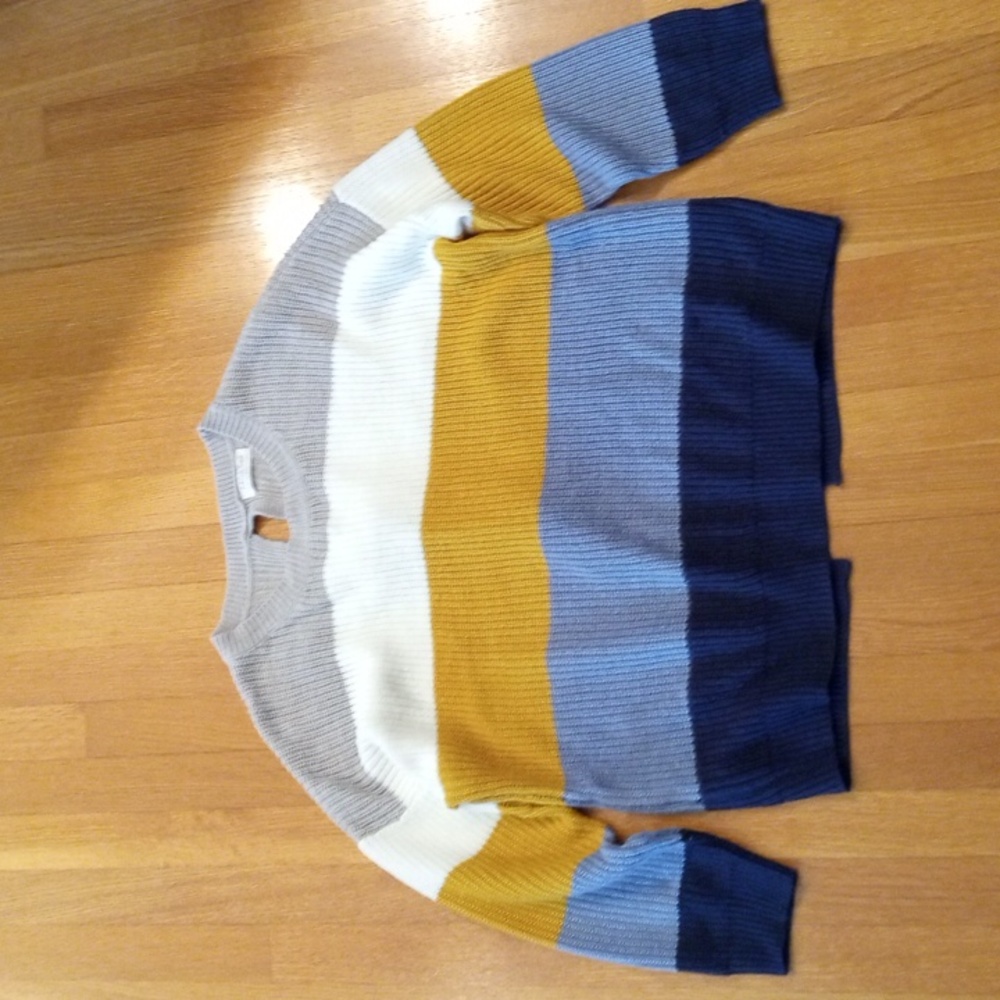 Y2K Tie Back Color Block Crew Neck Women's Sweater XL